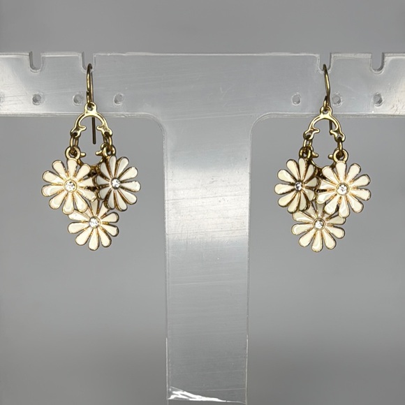 Jewelry - Gold Floral Earrings with Layered Design
